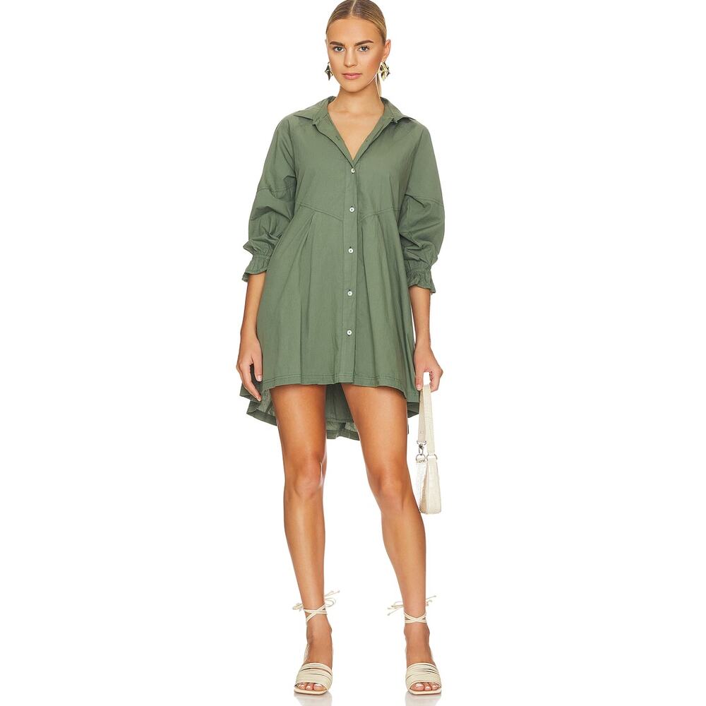Free People's Hannah Poplin Mini in Washed Army: XS